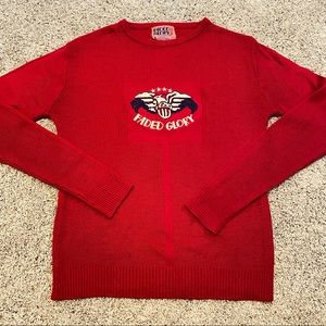 Rare Vintage Faded Glory by Appendages Sweater Red Blue Spell Out Logo Eagle
